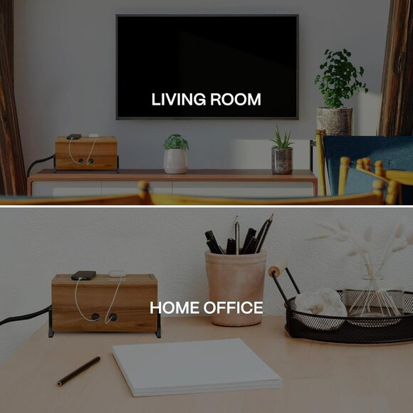 Extra Large Cable Management Box, Wood Cord Hider Box & Organizer for Power Stri - Picture 7 of 8